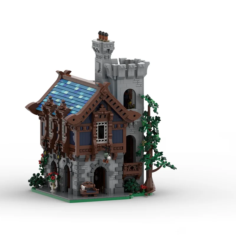 

5625PCS Moc medieval castle house building pottery shop model DIY assembly building blocks toys children's holiday gift
