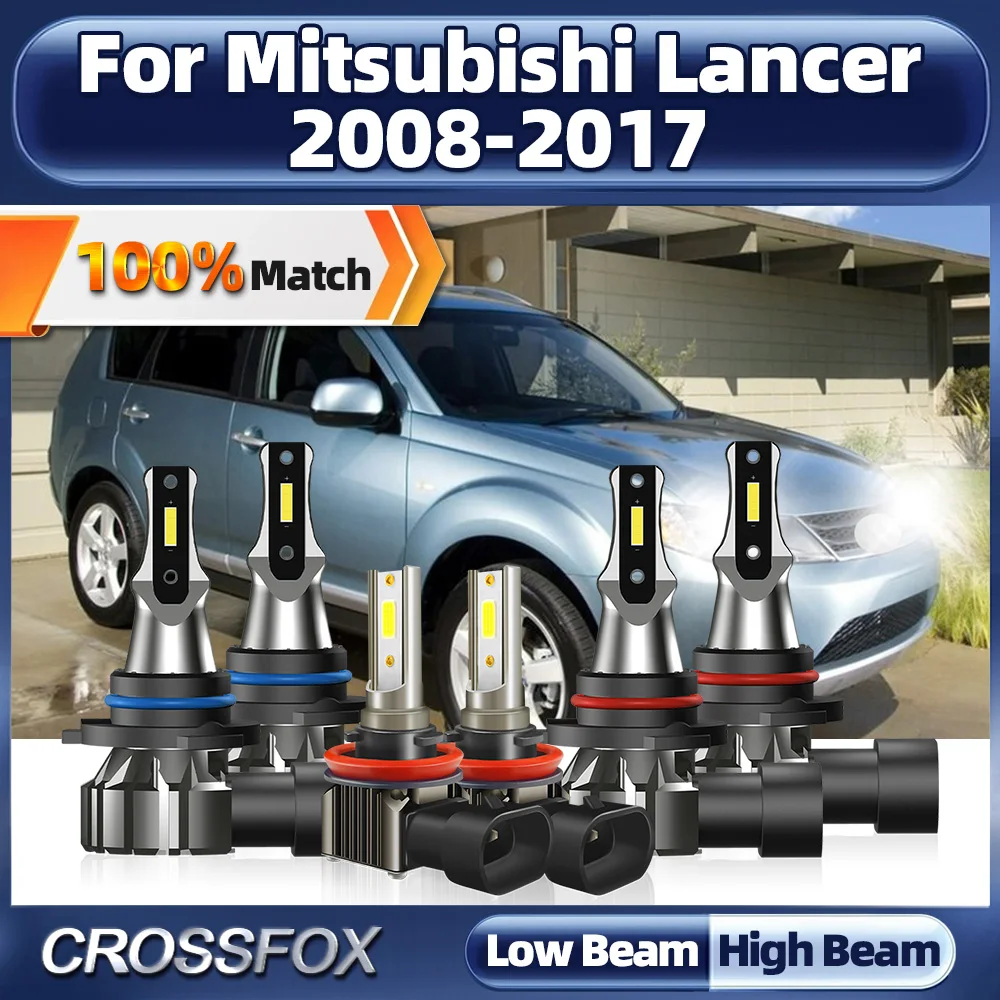 LED Headlight Bulbs 60000LM Fanless Auto Head Lamps 6000K White Fog Lights For Mitsubishi Lancer 2008-2013 2014 2015 2016 2017