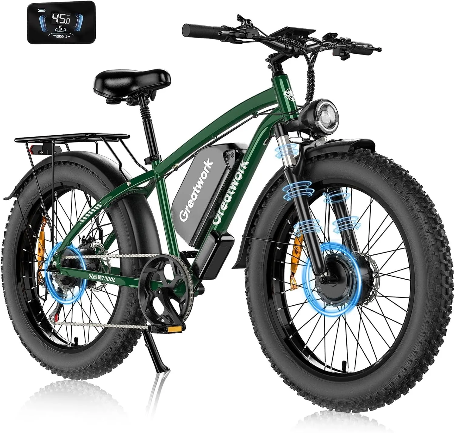 Dual Motor Peak 5000W Electric Bike, 45MPH 100 Miles, 52V 25AH Long Range Ebike image 4