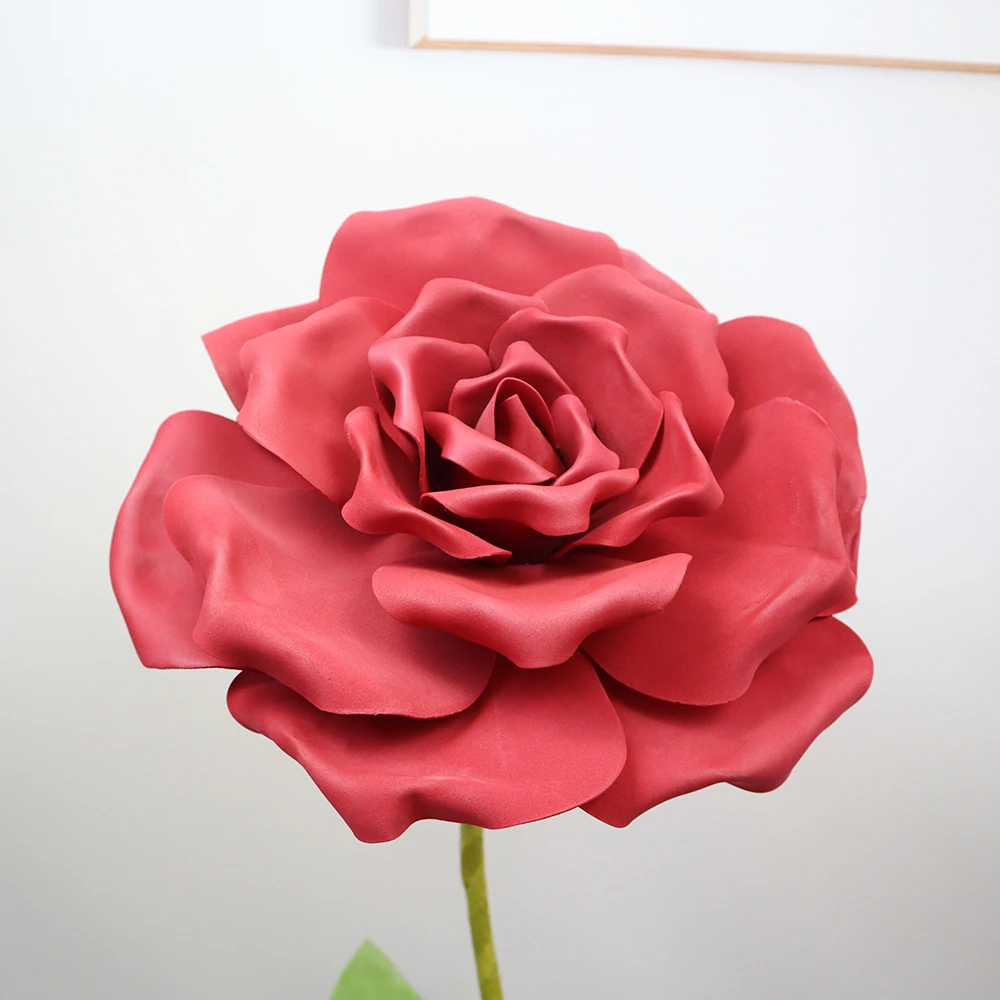 PE Foam Paper Curl Rose Artificial Flower For Wedding Road Leading Stand Decoration Display Flore Branch Party Decor Props