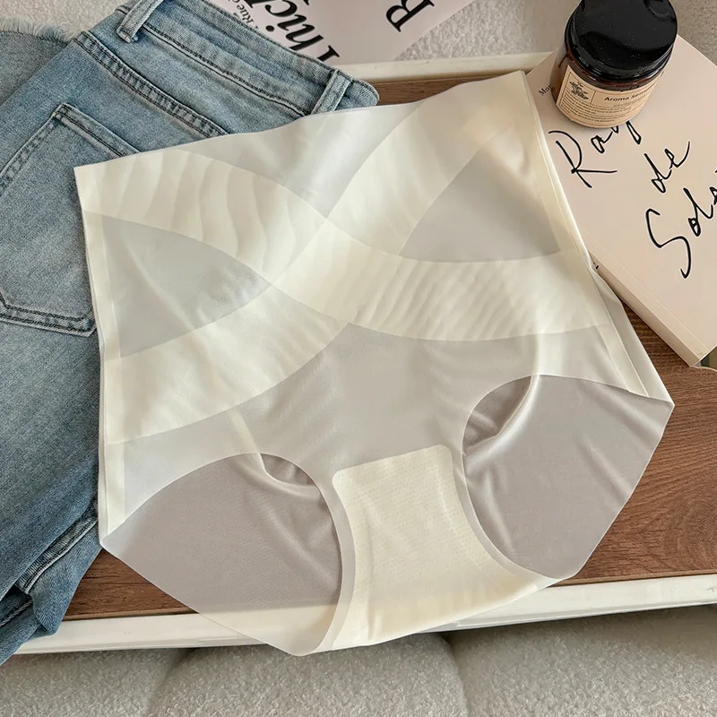 

Ultra-thin dispensing ice silk underwear women's high-waisted mask pants hip non-marking breathable nude quick-drying briefs