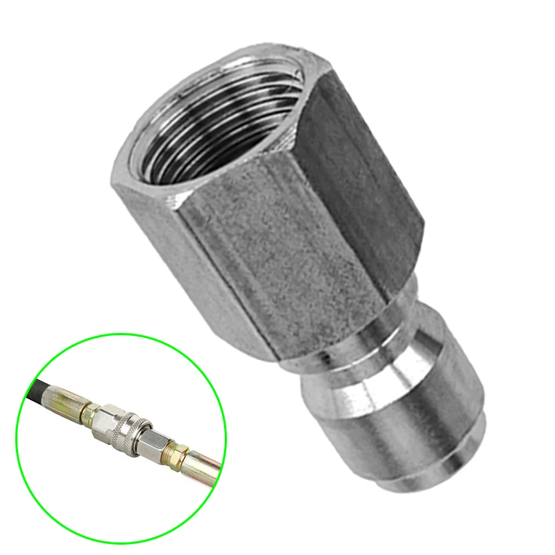 Quick Connect Stainless Steel Pressure Washer Adapter Set NPT 3/8in Female + Male Quick Connect for Easy Attachment