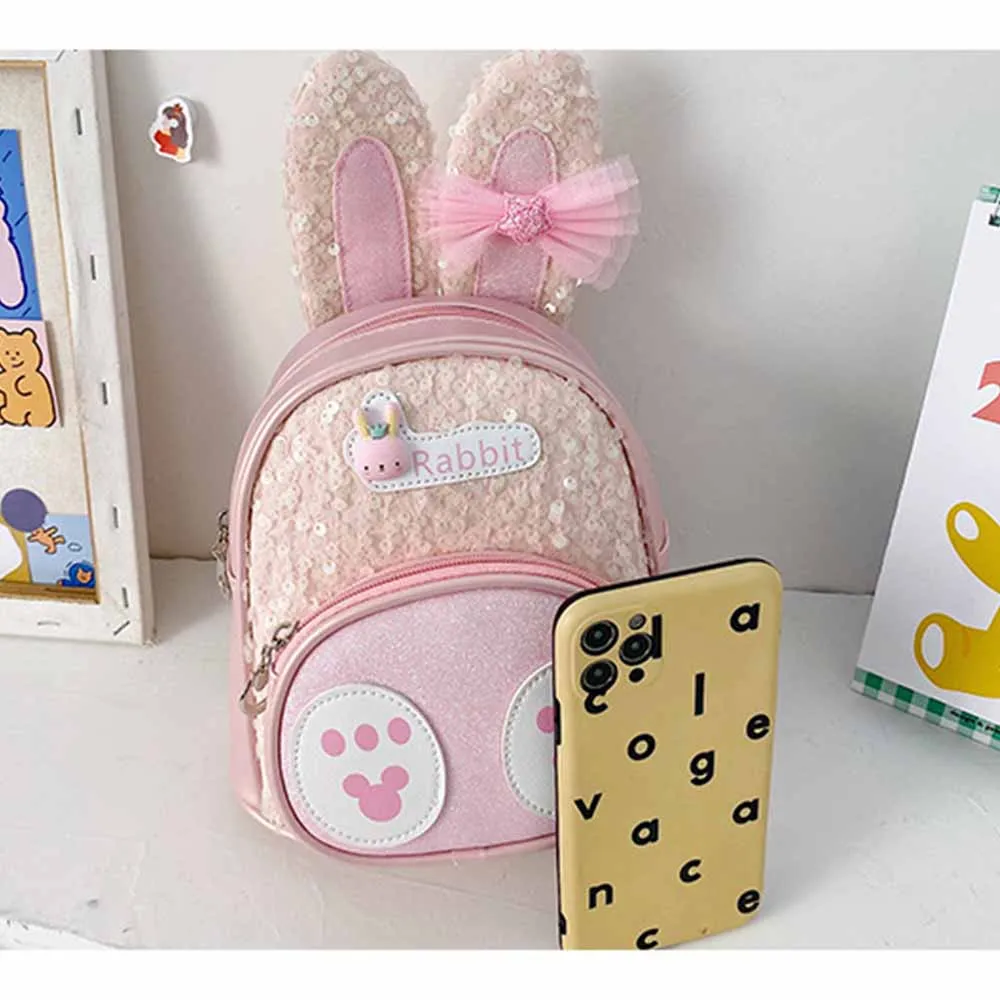 Personalized Name Bow Cartoon Kindergarten Backpack, Custom Embroidered Cute Sequin Outdoor Snack Bag, Christmas, Birthday Gifts