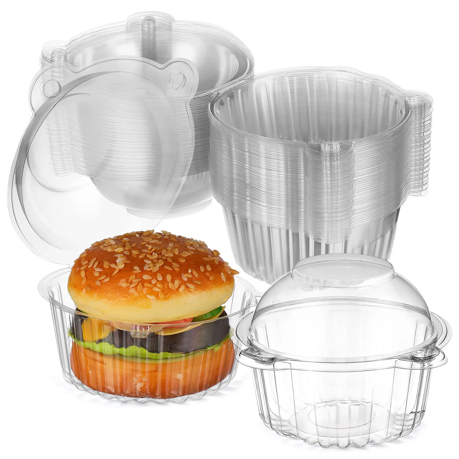 

50Pcs Clear Cupcake Boxes Small Cake Containers Durable Safe Pet Material Dessert Pastry Storage Cupcake Box Mini Cake Boxes