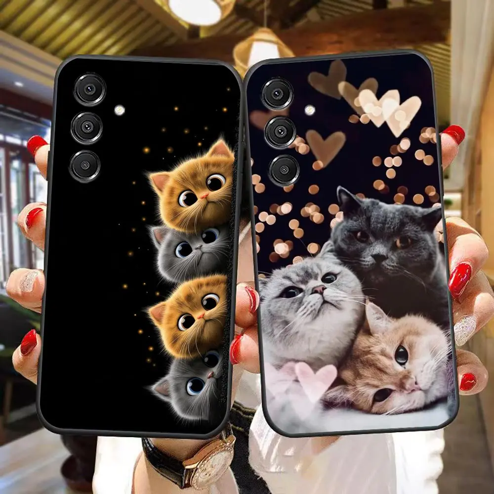 Phone Case For Samsung A14 A16 A17 A22 A23 A26 A27 A32 A36 A37 A51 A52 A53 A55 A56 A57 A71 A72 A35 Shell Funny Cute Cat Line Art