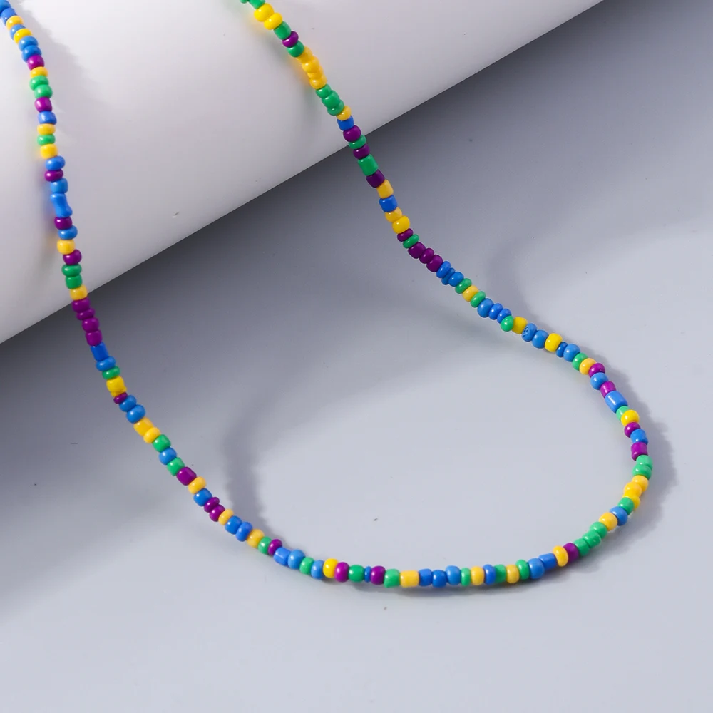 Modische, bunte, handgefertigte Perlenkette für Damen und Mädchen, Party- und Festivalschmuck, Geschenkidee – Detail 8