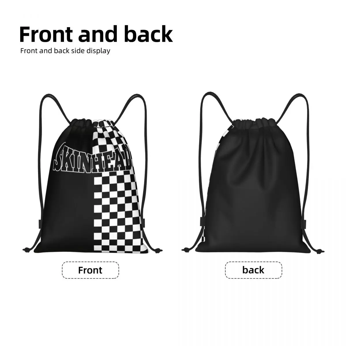 Skinhead and Ska Checkerboard Proximity Wstring Backpack, Gym, Sports Sackpack, Music String Bag for Imaging, 2 Tons