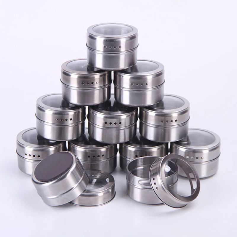 

Магнитная бутылка для специй из нержавеющей стали с прозрачной крышкой, ящик для хранения приправ для соли и перца, кухонные аксессуары для хранения