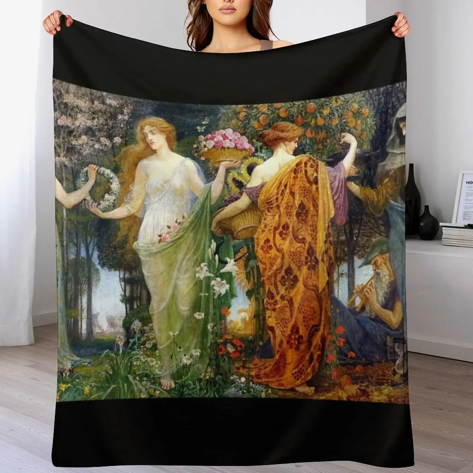 

The Masque For the Four Seasons - Walter Crane Throw Blanket Air Conditioner Soft Blanket for Office Home