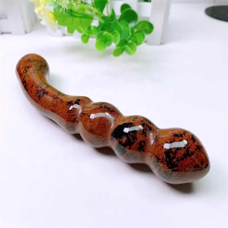 18cm Large Size Natural Red Obsidian Penis Crystal Massage Penis Wand Gemstone Yoni for Women Health Smooth Polished Gifts