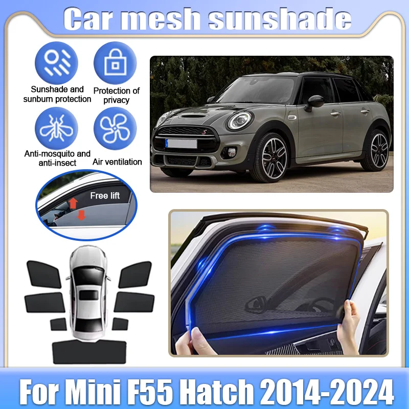 

Car Mesh Shades For Mini F55 Hatch 5-door 2014-2024 2020 Window Sunshades Sunscreen Sun Visors Privacy Curtain Auto Accessories