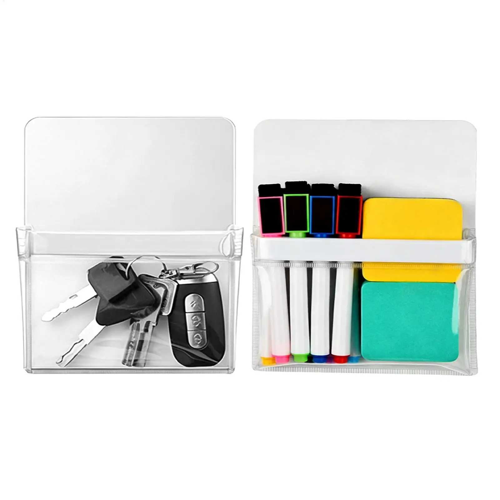 2-piece Magnetic Pen Holder Space Saving Magnet Pencil Organizer For Wall Locker Door Office Kitchen Classroom School Whiteboard