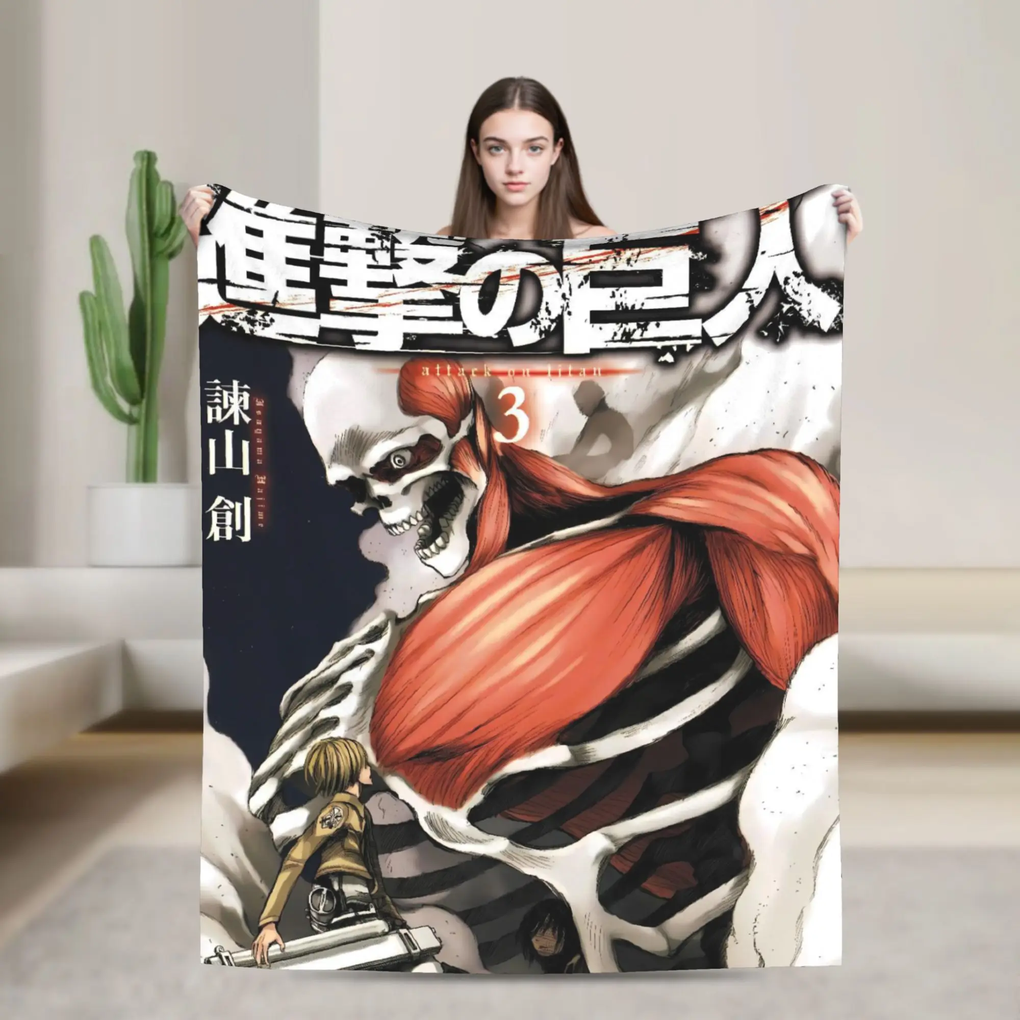 Attacks on Titans Soft Blanket  Airplane Travel Plush Throw Blanket Funny Couch Chair Flannel Bedspread Sofa Bed Cover