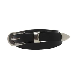 Maikun Vintage Fashion Women's Belt Simple Silver Alloy Pin Buckle Women's Belt