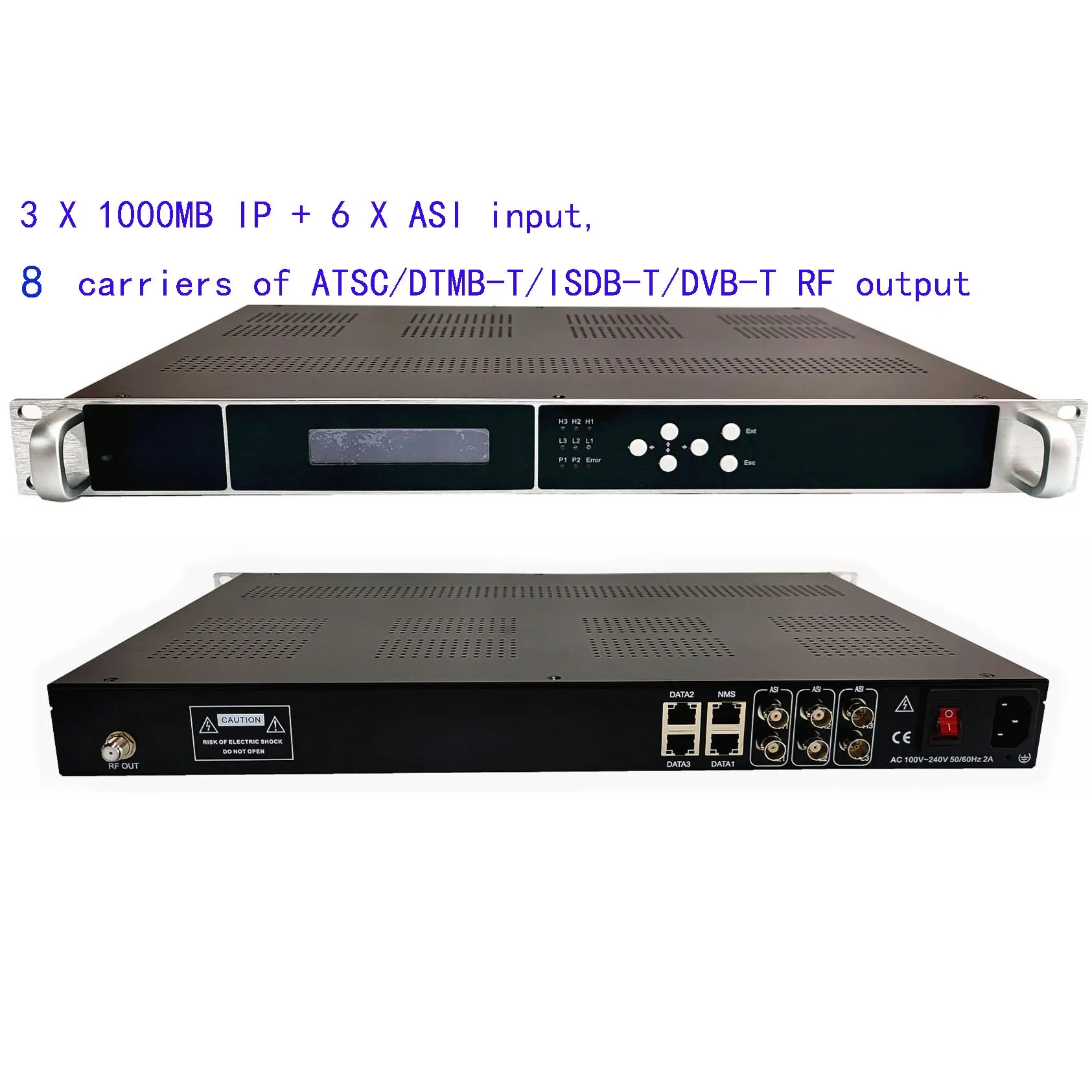 

3 X 1000MB IP, 8/16 carriers of DVB-T/C QAM digital modulator, giga IP to DVB-T/C ISDB-T modulator, QAM digital catv modulator,