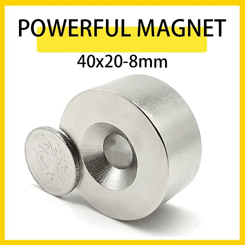 1/2/3/5PCS 40x20-8mm  Neodymium Magnet 40mm x 20mm Hole 8mm Round Super Powerful Strong Permanent Magnetic Disc