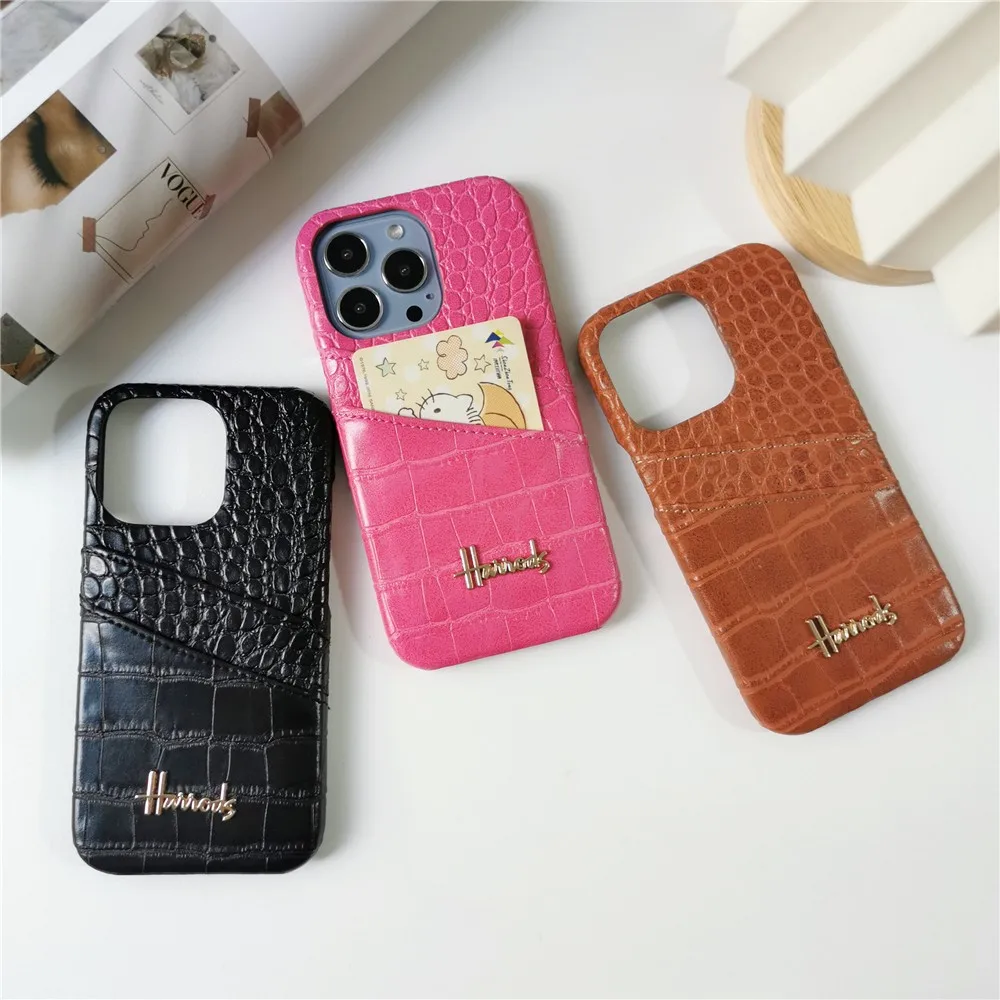 

Animal Leather Luxury Letters Pair Card Holder Girl Hard Case For Iphone 15 14 11 12 13 Pro Max 7 8 Plus Xr X Xs Se Cover Fundas