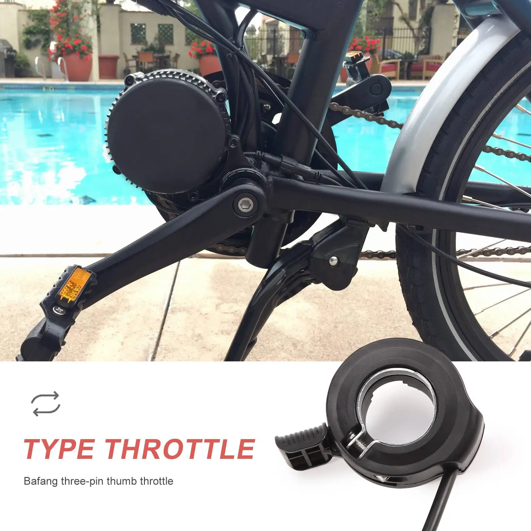 Thumb Throttle for Bafang Mid Drive Motor E-Bike Conversion Kits 36V 48V 52V 250W 500W 750W 1000W Waterproof 3Pin Female