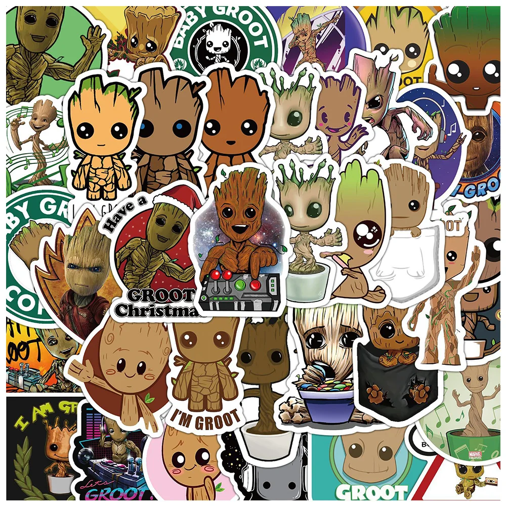 10/30/50pcs Disney Super Hero Groot Cartoon Stickers Cool Anime Graffiti Sticker DIY Phone Skateboard Laptop Decals for Kids Toy