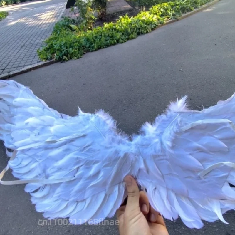 어린이 성인 천사 깃털 날개 댄스 공연 소품 흰색과 검은 색 날개 무대 공연 액세서리