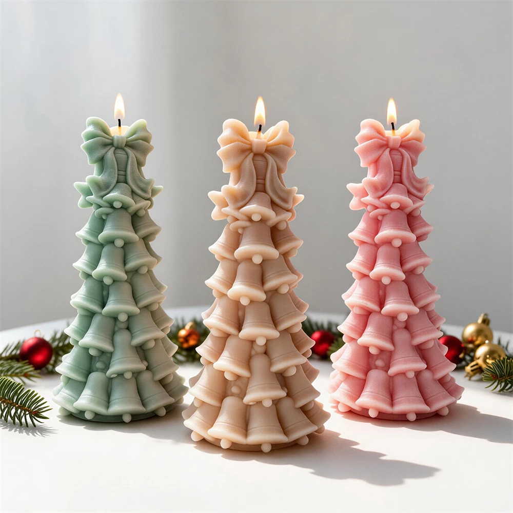 Bell Christmas Tree Silicone Candle Mold Christmas Tree Silicone Mold Xmas Design Soy Wax Silicone Mould Christmas Home Decor