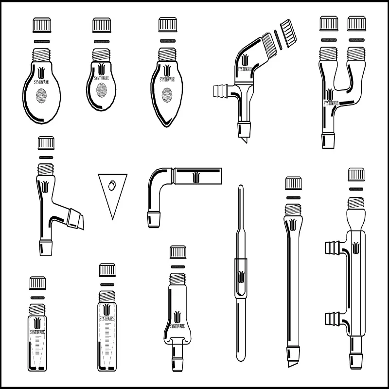 SYNTHWARE A micro complete set of organic synthesizer, Glass instrument, KIT, MICROSCALE, THREADED, Borosilicate glass, K15