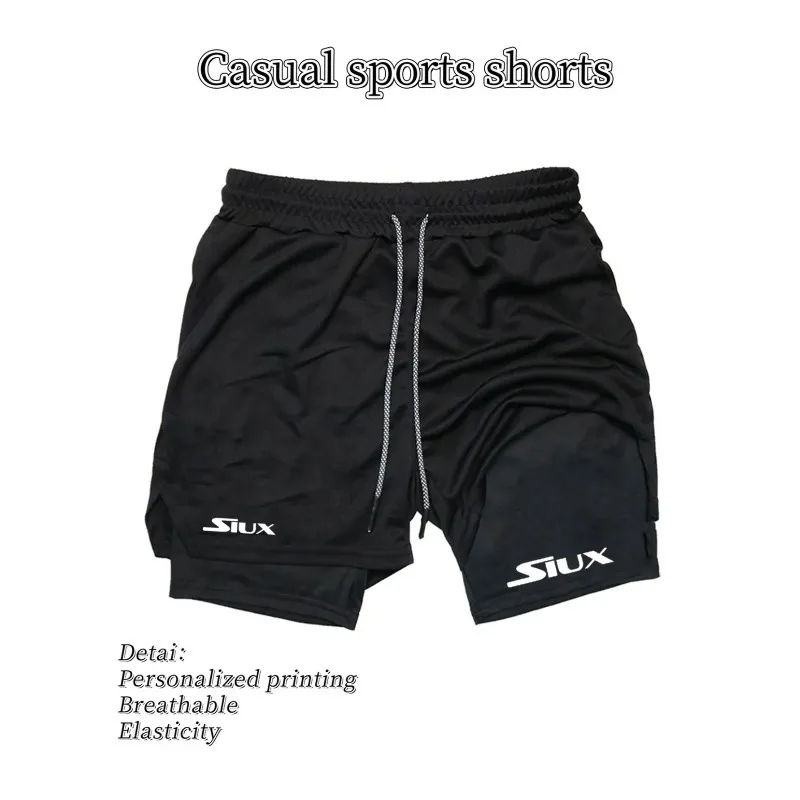 

Men's compression gym shorts printed sports pants double layered quick drying basketball muscle fitness mens shorts men clothing
