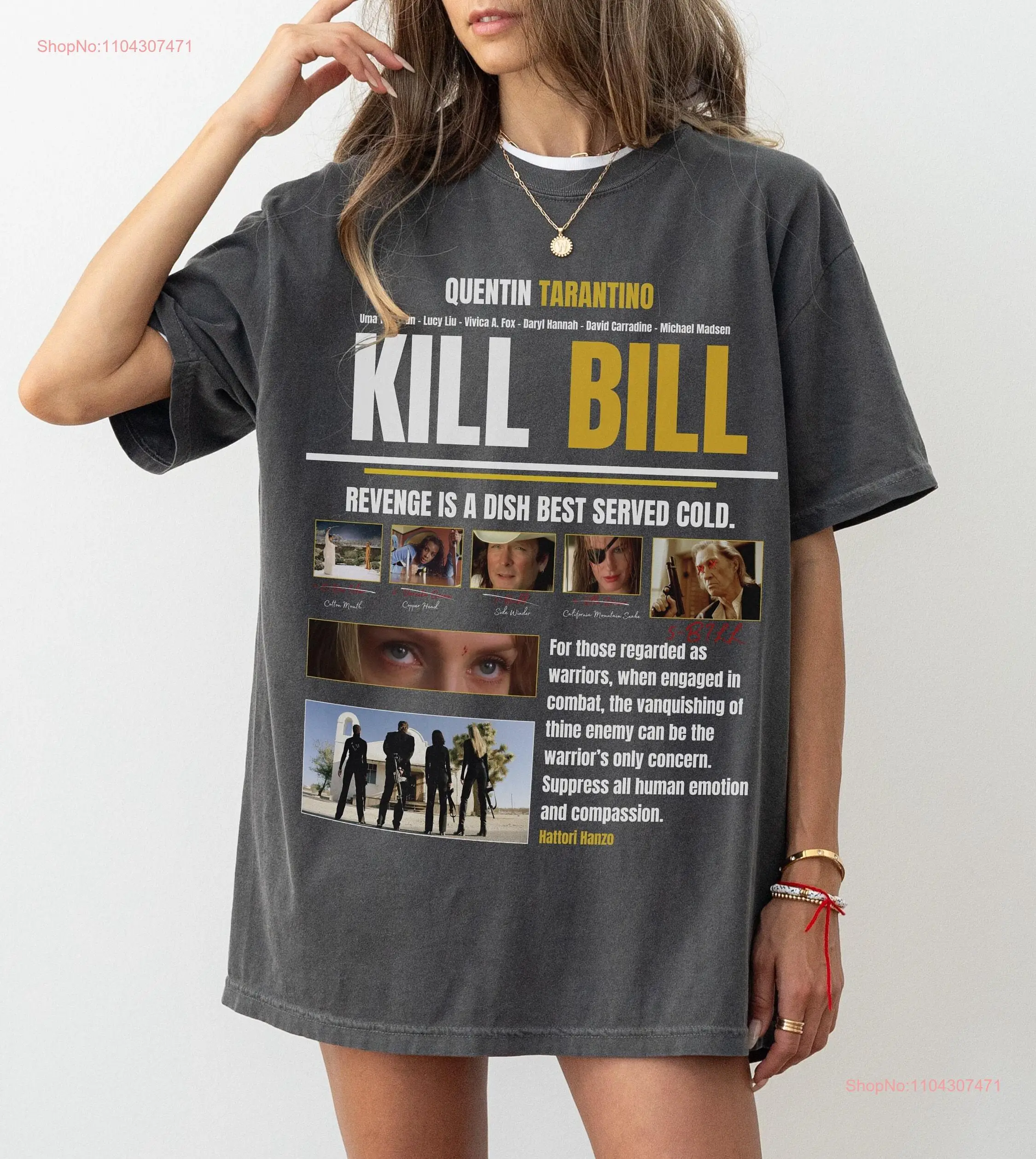 5 Kill Bill Movie T Shirt Retro Japanese Action Film Quentin Tarantino Streetwear Faded Oversized long or short sleeves