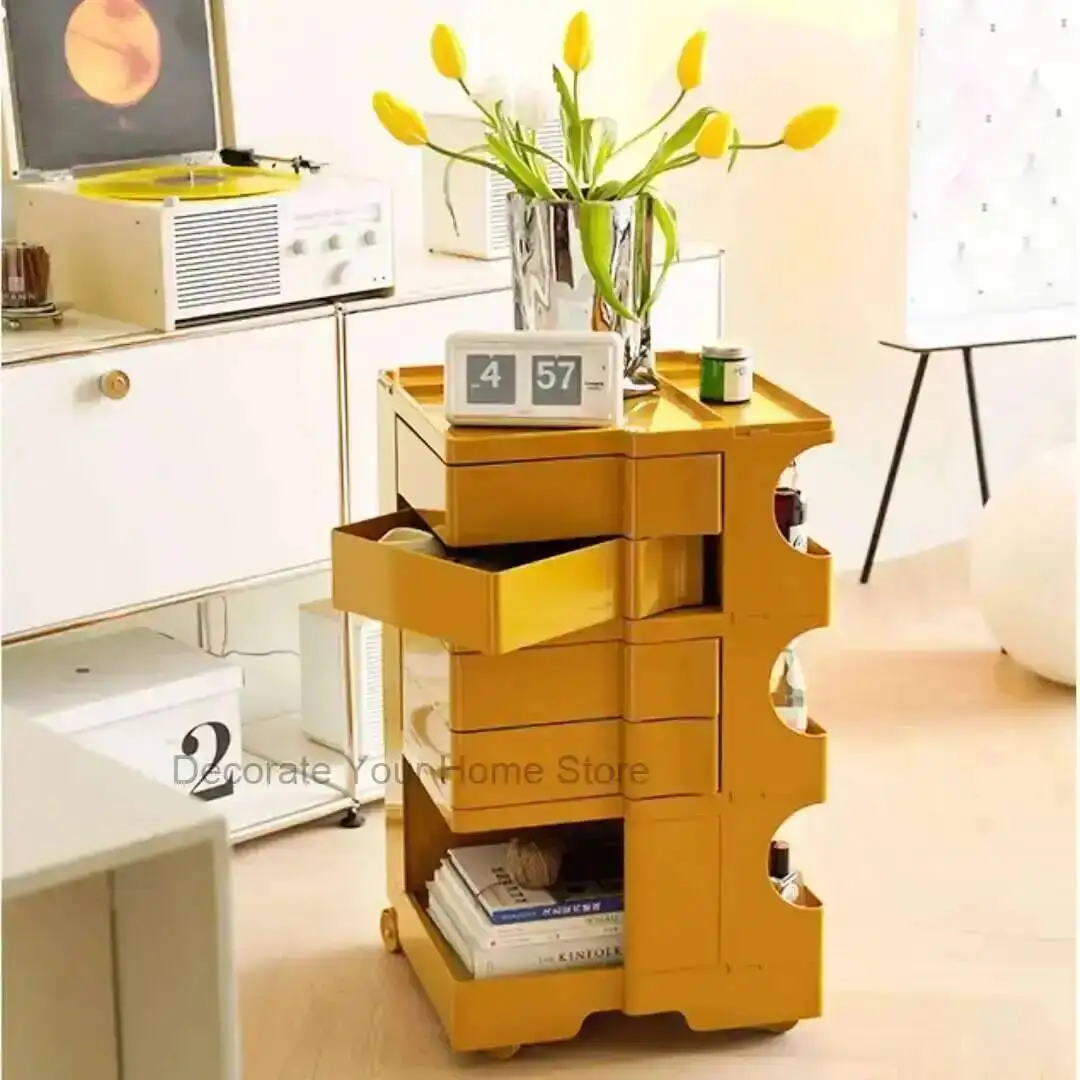 Creative Three-Layer Nordic Bedside Table Furniture Net Red Ins Style Movable Locker Rotating Storage Cabinet