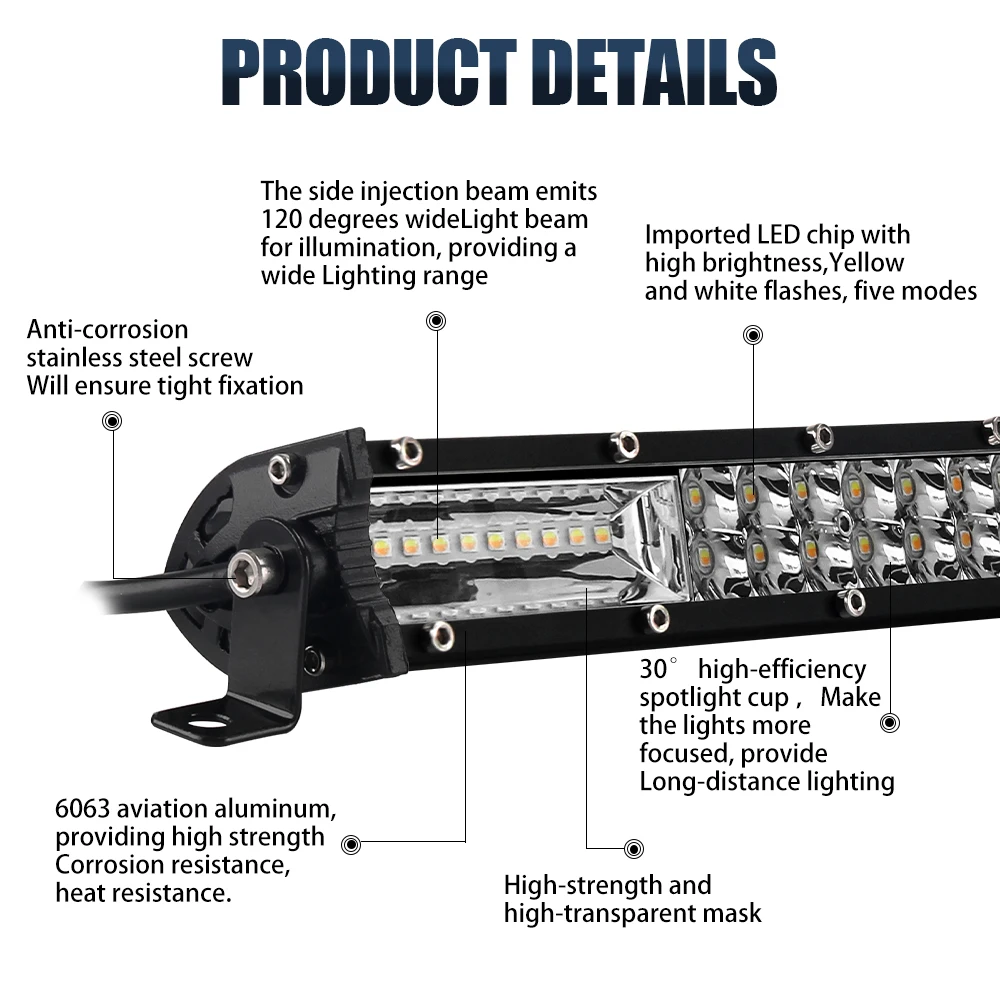 HL دراجة نارية LED العلوي ضوء بار عدة مع تصاعد قوس التبديل الأسلاك ل العالمي معظم 7/8 "المقود الترابية دراجة الطرق غير الممهدة #6