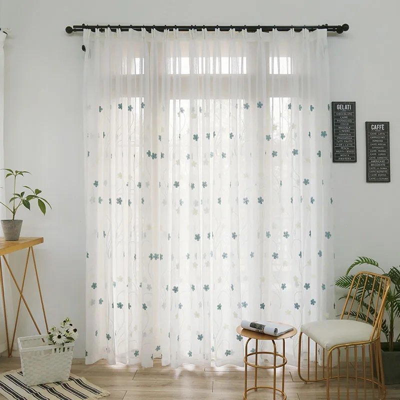 

Custom Size Solid Color Embroidered Yarn Cotton Material Translucent Yarn Luxury Sheer Curtains for Living Dining Room Bedroom