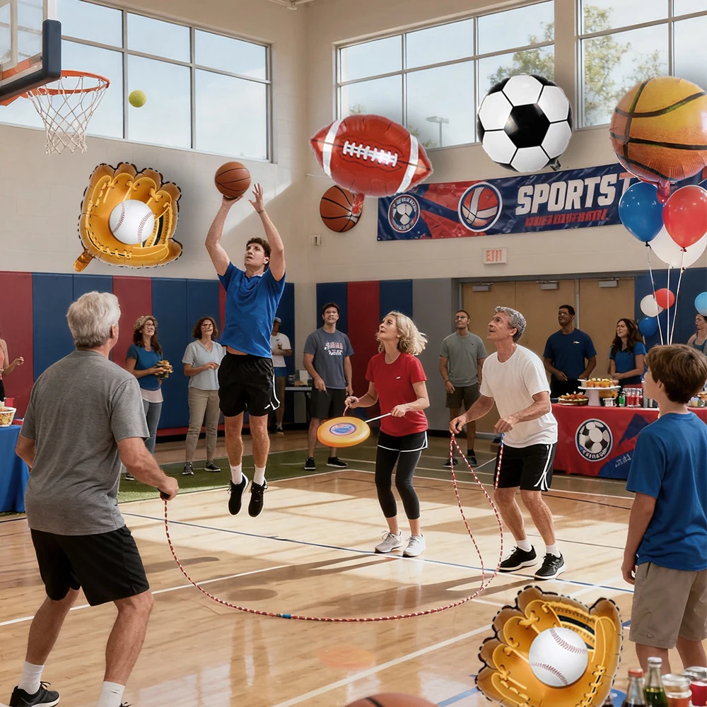 

Baseball Glove Football Basketball Mylar Balloons For Sports Event Themed Birthday Party Baby Shower Decor DIY Arch Supplies