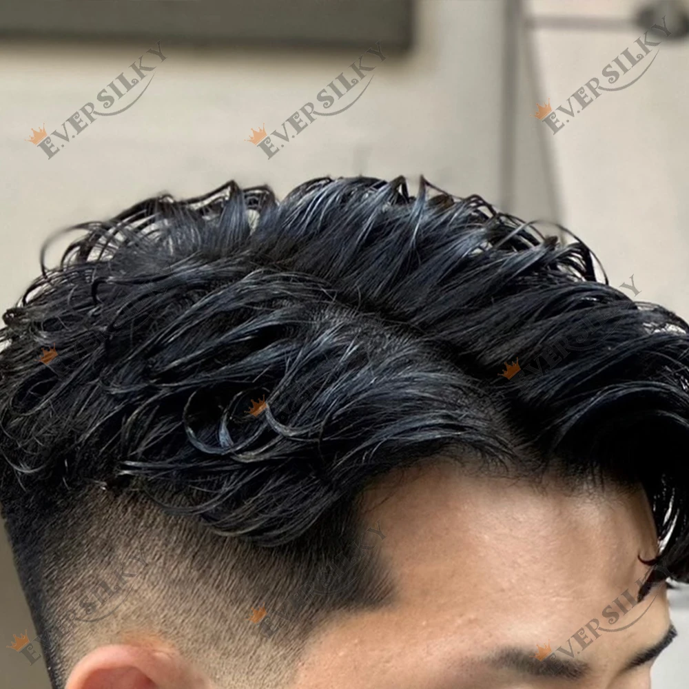 Super Natural Hairline Durable Thin Skin PU Male Brown Blonde Black Human Hair Full Capillary Prosthesis Replacement Toupee Wig