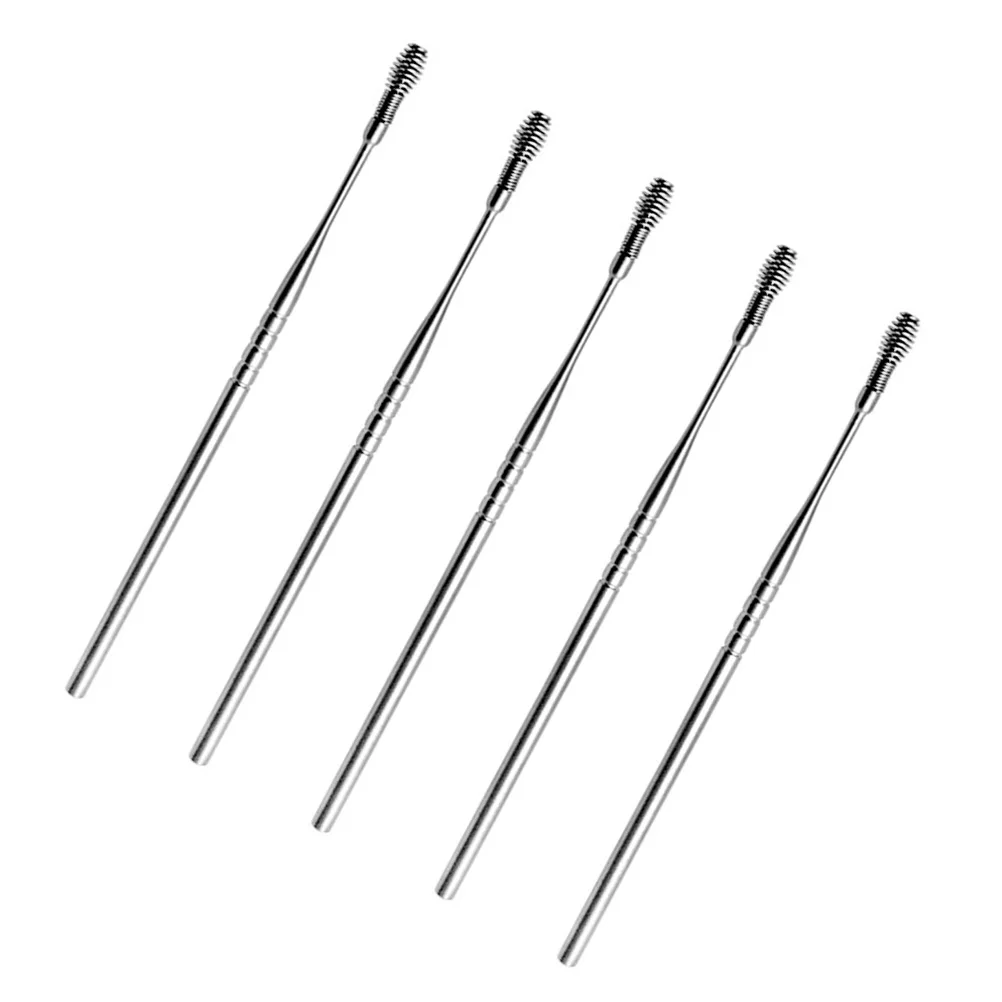

5pcs Stainless Steel Spring Spoon Rotating Ear Cleaner Wax Removal Tool Portable For Home Use Ear Cleaning Adults Women Men