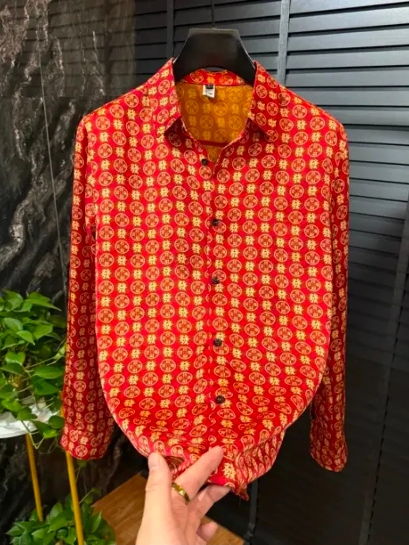 

New 2025 Winter Men's Long Sve Casual irt Stand Fit Faion Urban Sle High Quali Ele Look Turn-down Collar Bu...