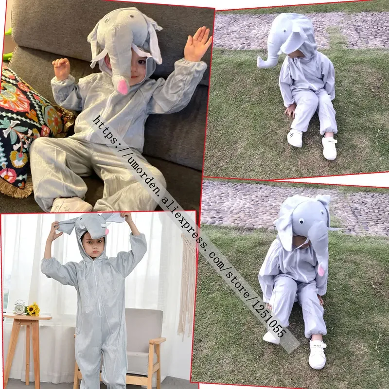 Umorden детские костюмы с героями мультфильмов для мальчиков и девочек, комбинезон для выступлений, костюм слона на детский день, тканевый костюм на Хэллоуин