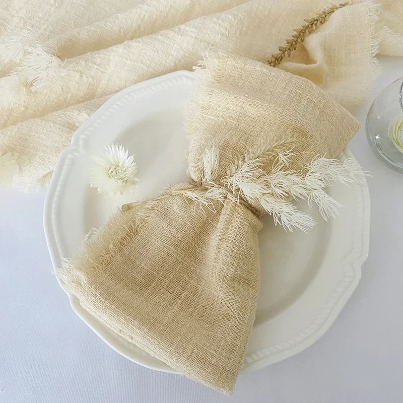 

Cheesecloth Gauze Napkins 20pcs 40X40CM Beige Handmade Cotton Cloth Napkin for Rustic Weddings Party Birthday Dinner Decorations