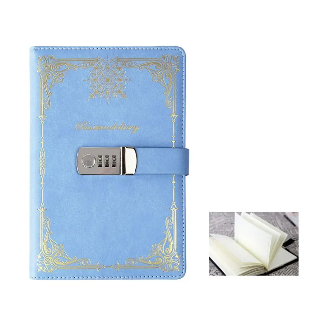 

Fashion PU Leather Journal Notebook With Lock Hard Cover A5 100Sheets Diary Writing Pads Retro Line Paper Personal Notebook Work