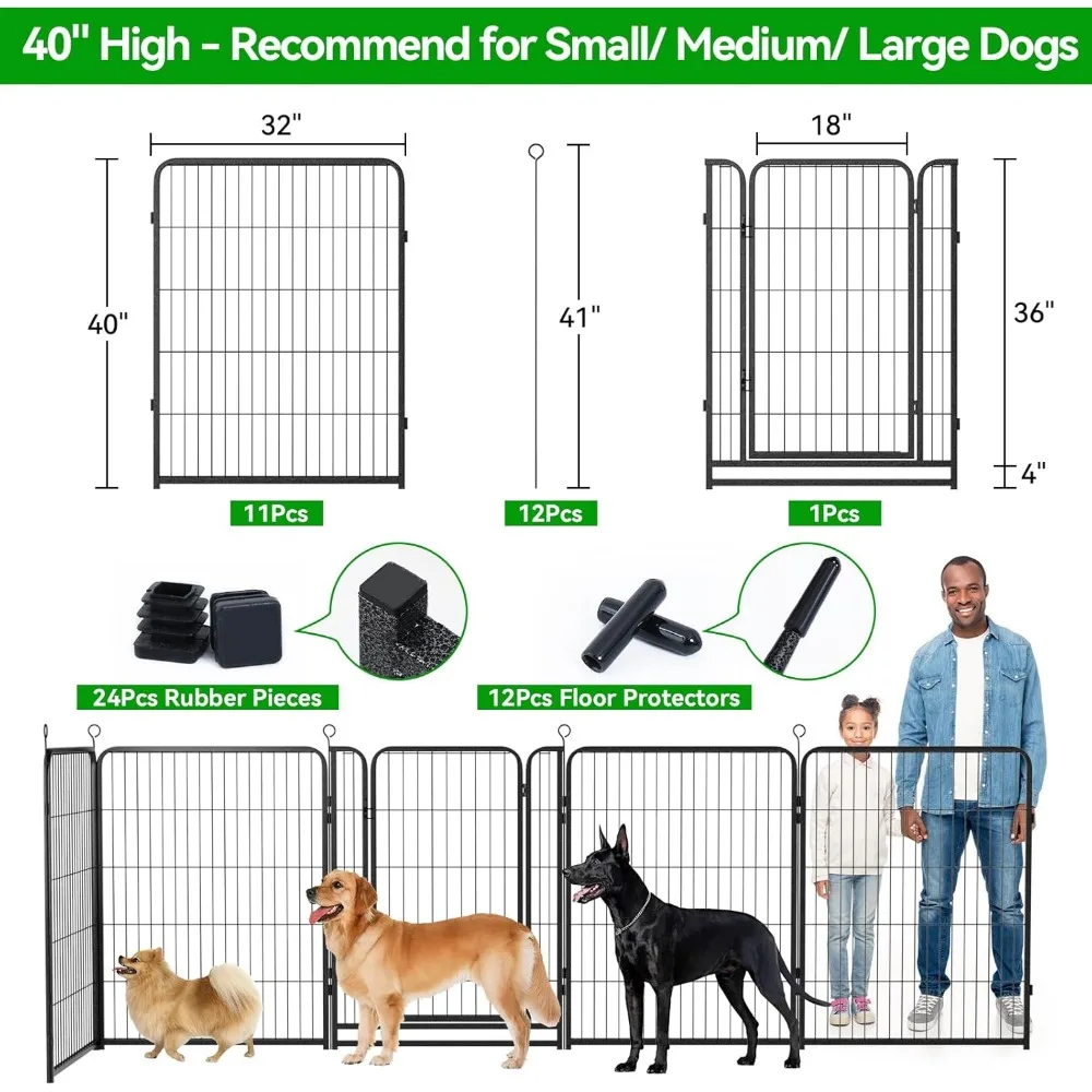 Dog Playpen Outdoor Extra Wide 12 Panels Heavy Duty Dog Fence 40