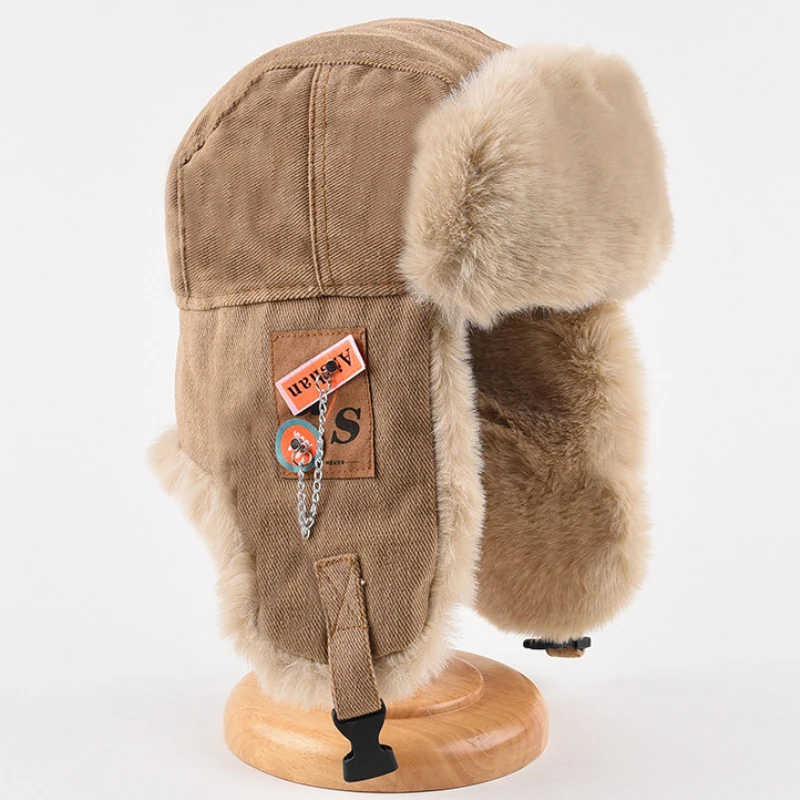 MZ4108 Hot Men Women Russian Hat Thick Warm Autumn Winter Hats for Men Women Windproof Riding Ski Russian Earflap Cap Bomber Hat