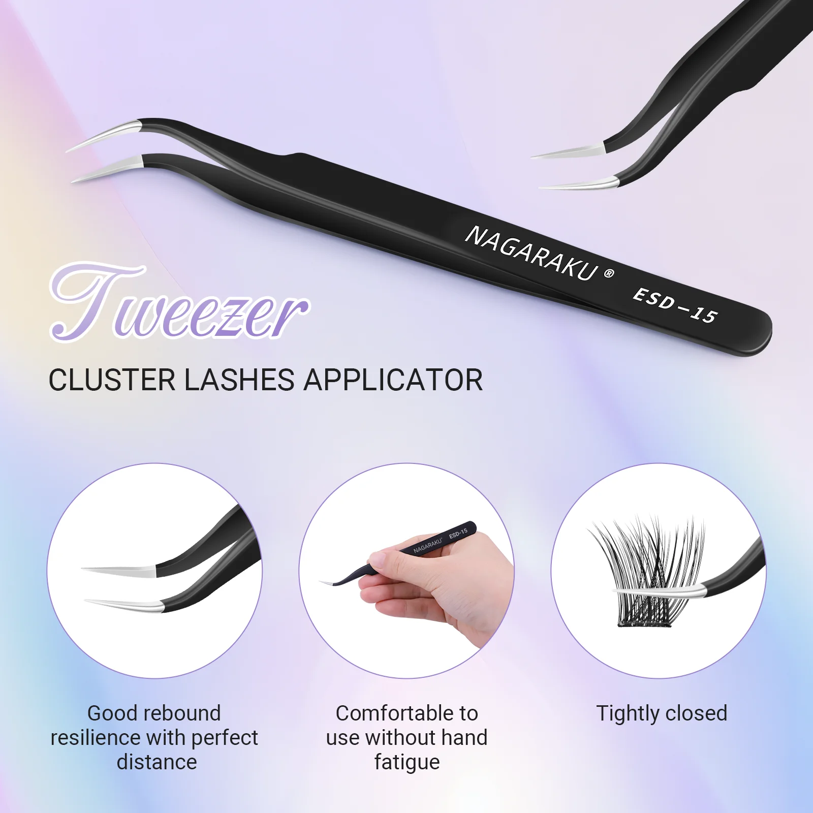 NAGARAKU Vorgefertigte Cluster-Wimpern ohne Kleber, DIY-Wimpern, selbstklebende Wimpern für Make-up, alle Größen, Pinzetten-Geschenkset – Detail 8