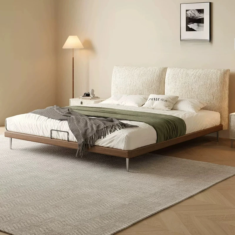Princess Beige Double Bed Bedrooms Comforter Luxury King Size Bed Frames Hotel Platform Wooden Letto Matrimoniale Home Furniture