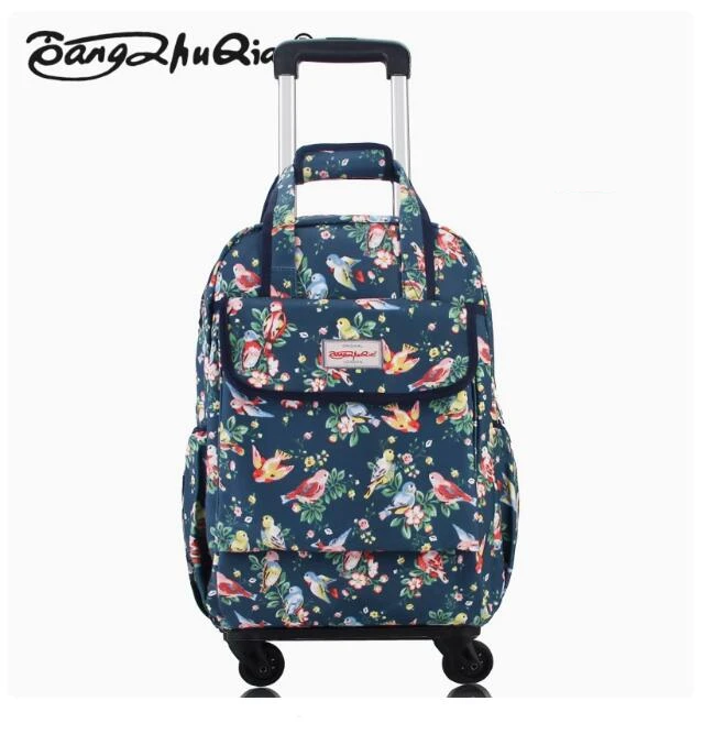 Women Carry-on Hand luggage Trolley Bags Spinner Suitcase  Oxford Wheeled Backpacks bags on wheels Rolling Luggage Backpack bags