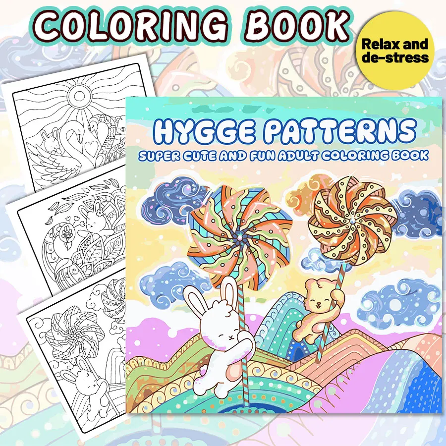 สมุดระบายสีสําหรับผู้ใหญ่ Assortment ดินแดนแฟนตาซีน่ารัก ระบายสีเรียบง่ายสําหรับผู้ปกครอง - เด็ก DIY สนุกที่บ้าน