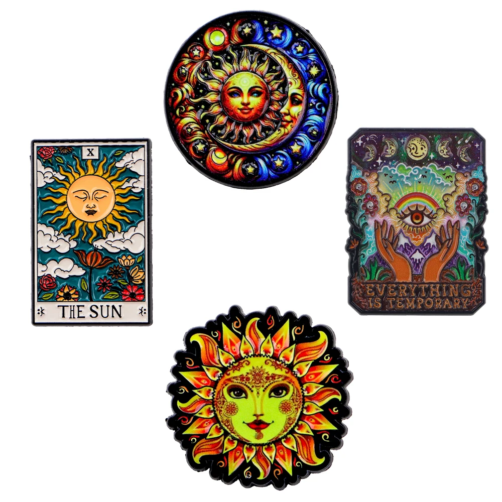 Sun Moon Pattern Lapel Pins for Backpack Women Men Brooch for Clothes Metal Enamel Pin Briefcase Badges Jewelry Accessories