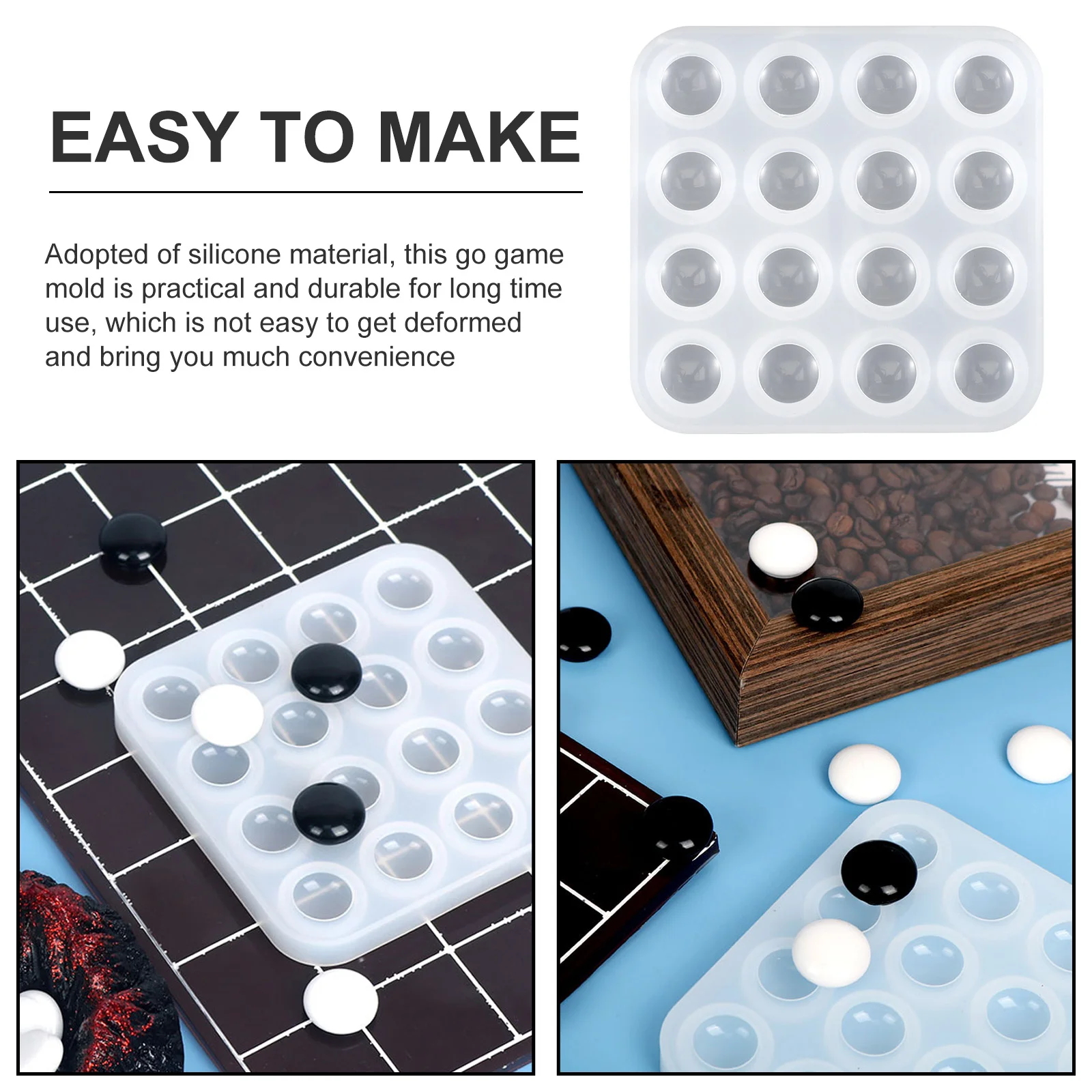 DIY Backgammon Silicone Mold Round House Shape Molds Game Chip Go Craft Kit Board