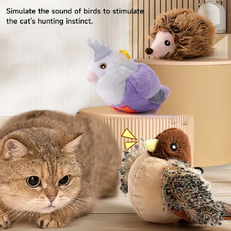 Cat Toy Interactive Touching Sensing Sounding Teasing Cat Sticks Plush Simulation Of Birds Hedgehogs Capybara Molars Articles