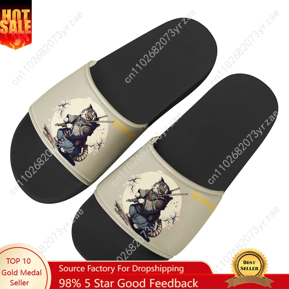 Cat Warrior Animation Flip Flops Mens Womens Teenager Family Slippers Bathroom Beach Swimming Pool Sandals Custom Water Shoes