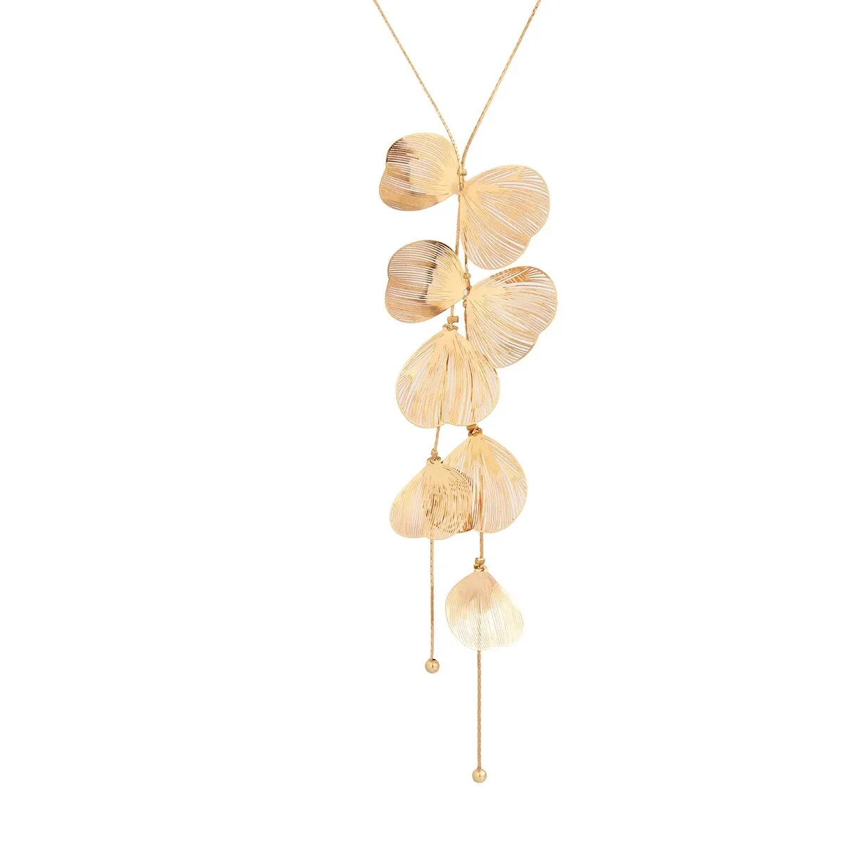 Vintage Gold Color Leaf Copper Wire Long Tassel Collar Chest Chain Necklace for Women Punk Party Choker Necklace Jewelry Gift image 5