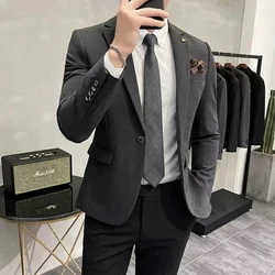 Luxury Men Blazer ( No Pants ) Pring Autumn Fashion Men's Solid Color Casual Business Suit Jacket Groom Wedding Dress Party Coat